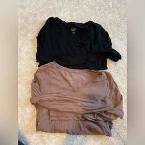 Ingrid and Isabel Maternity shirts, Black and Tan